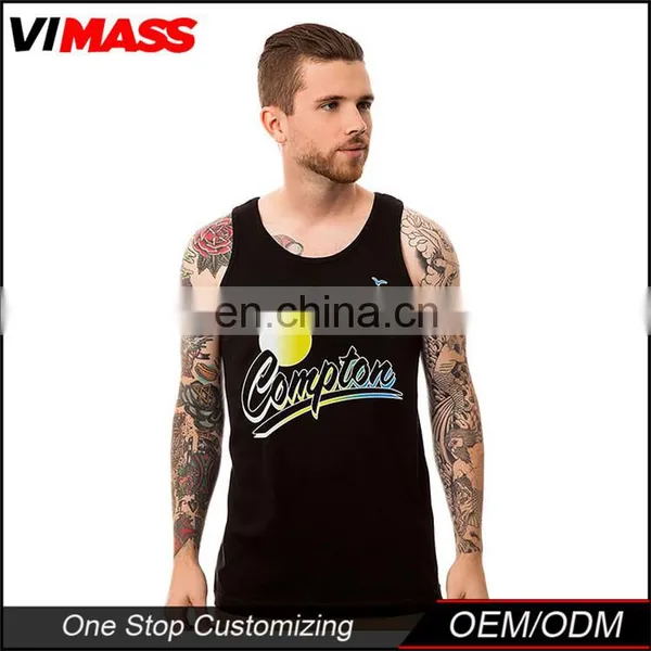 Custom Printed Logo Cotton Mens Gym Sports Tank Top photo-2