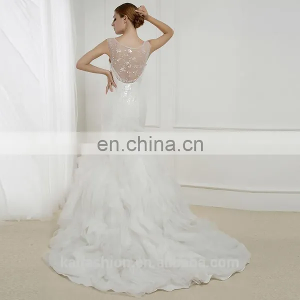 EB2697 Hot Top Heavy Beaded See Through Back Mermaid Wedding Dress photo-2