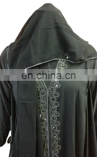 Black Color Casual Wear Silver Diamond Stone Work Islamic Wear Burkha Abaya Designs 2017 (dubai Abaya 2017) photo-6