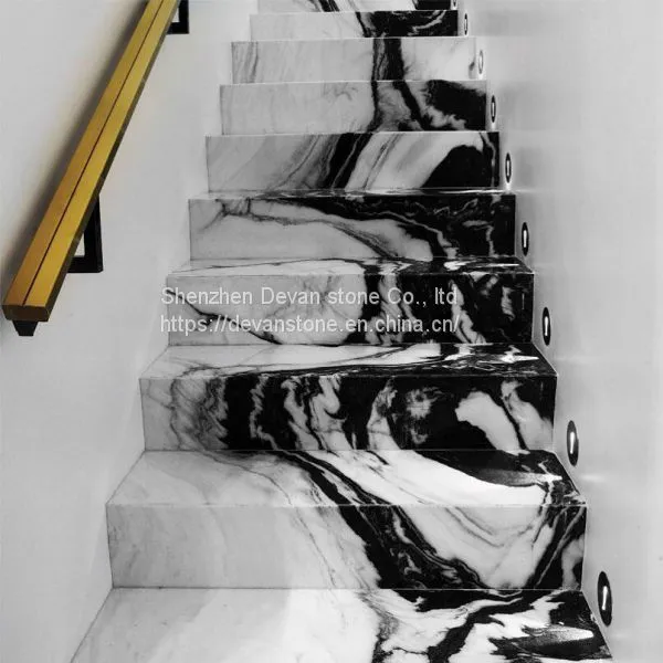 White Mix Black China Panda Marble Worktops, Stairs Floor Tiles photo-2