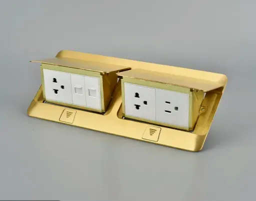 Double Row Flip up Power Electrical Floor Outlet Box Socket Combination photo-2