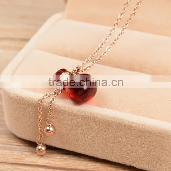 Rose Gold Necklace Fashion Jewelry Ruby Crystal Statement Necklace photo-2