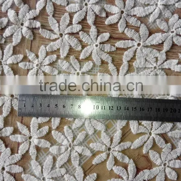 Cotton Mesh Lace Fabric/Embroidery Flower Lace/Water Soluble Lace For Garment Accessory photo-3