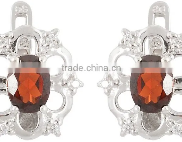 Oval Garnet Gemstone Ring Earring Set photo-4
