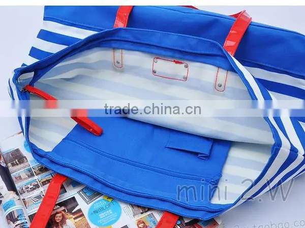 2016 New Designer Big Size High Quality Canvas Navy Blue Stripes Shoulder Bags Quality Choice photo-6