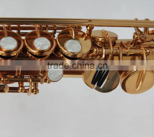 High Grade Bb Key Dark Gold Lacquer Straight Soprano Saxophone With G Key photo-3