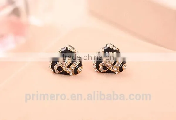 Fashion Leopard Print Crystal Triangle Square Gold Stud Earrings For Women Fancy Design photo-5