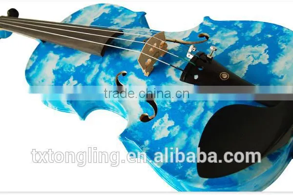 Blue Flower Decorative Solid Wood Violin TL-1204 photo-2