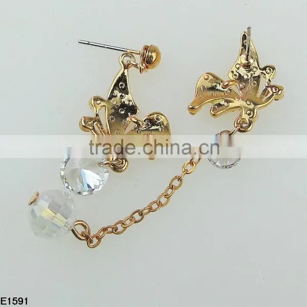Butterfly Gold Simple Design Crystal Jewelry Cuff Earring E1591 photo-4