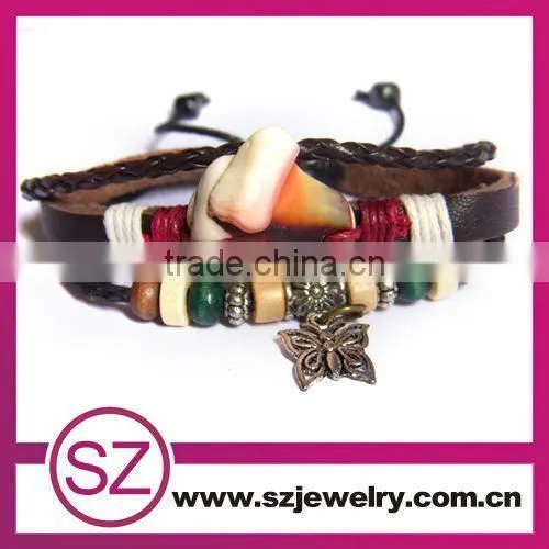 PUA0117 Antique Genuine Leather.make Bracelet Braided Leather Cord