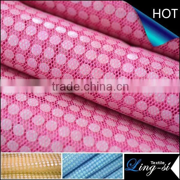Polyester Eyelet Mesh With T-P Spangle Fabric for Dress and Decoration