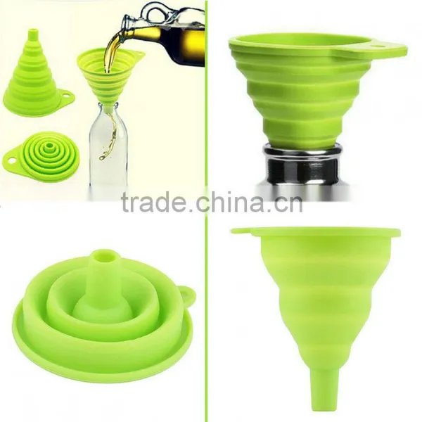 High Quality 1pc New Mini Silicone Gel Foldable Collapsible Style Funnel Hopper Kitchen Cooking Tools
