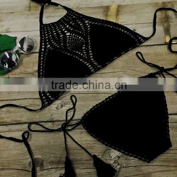 Black White Crochet Bikini Swimwear,Sexy Ladies Beach Bikini Quality Choice photo-3