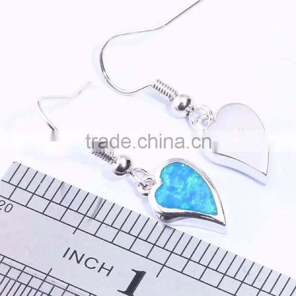 Pink Opal Wholesale 925 Sterling Silver Heart Dangle Earrings photo-5