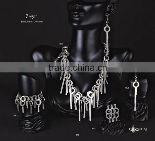 Ring Earring Bracelet Necklace Authentic Turkish Ottoman Style Jewelry Set Made in Turkey