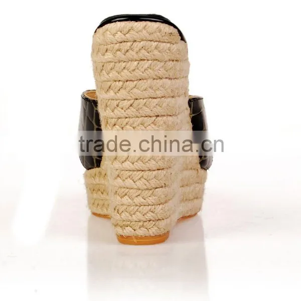 2016 Black Designer Wedges Sandals Big Size Wedge Slippers for High Fashion Ladies photo-6