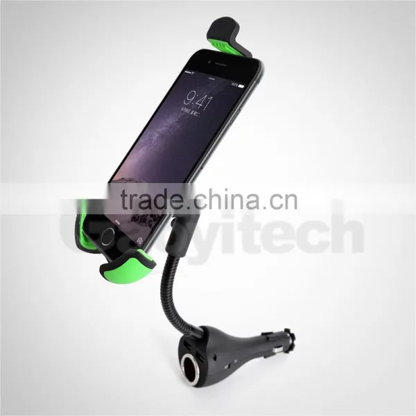 2016 High Quality Dual Usb and Cigarette Hole Car Mobile Phone Charger and Holder photo-5