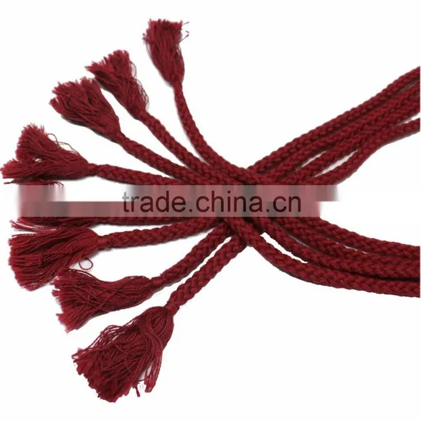 Handmade Yarn Dye Cotton Braided Cord With Double Tassle End