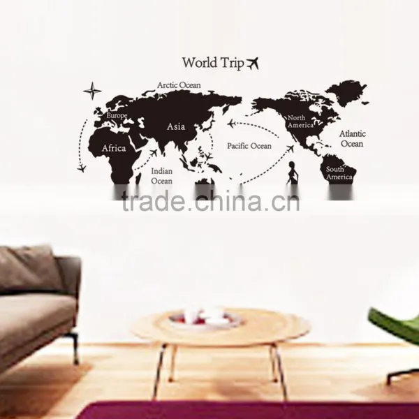 New Design World Map Wall Sticker,5d Home Decor Pvc Wall Sticker,black Pvc 3d Wall Sticker photo-3