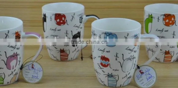 11OZ Abstract Flower Design Full Decal Print Coffee Cups, Shiny Surface Porcelain Mug, KL5016-323C photo-6