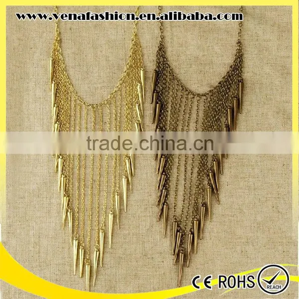 Gold Silver Bullet Tassel Women Accessories Necklace photo-4