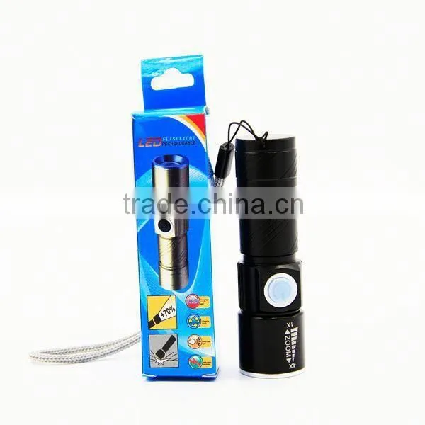 C92 Build in Battery Promotional Zoomable Mini USB POWER BANK Flashlight photo-4