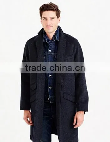 Trendy Navy Blue Custom Made Woven Wool Fabric for Winter Overcoat photo-2