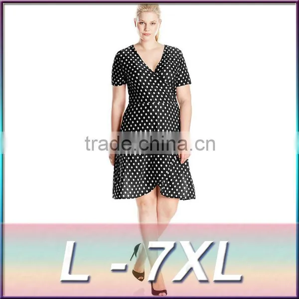2016 New Spring Dress Printing MM and Polka Dot Chiffon Dress