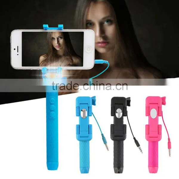 Wired Mini LED Selfie Stick With Flash Light Monopod Handheld Mini Flash Selfie Stick for IPhone Samsung HTC Camera Smart Phone photo-3