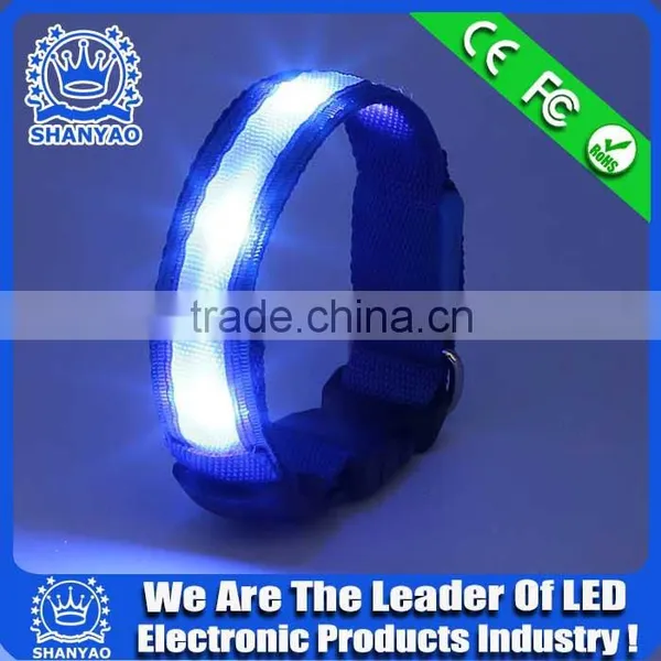 Blue Mini LED Light Leather LED Dog Collar Bulk photo-2