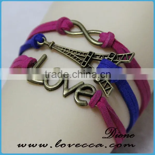 Wholesale Women Fashion Jewerly Braided Leather Infinitely Skull Bracelet photo-4