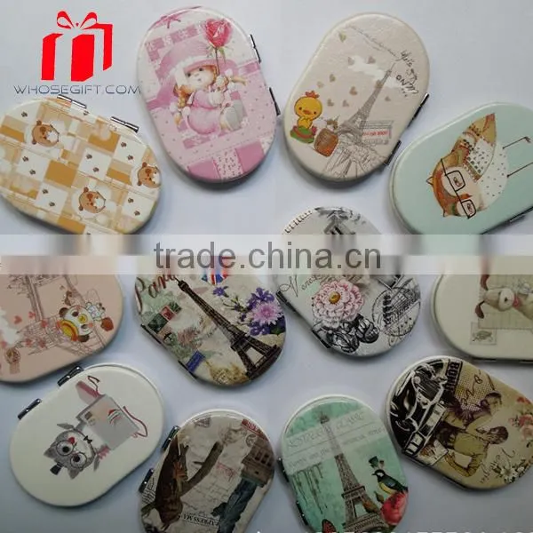 Cheap Souvenir Promotional Pu Compact Mirror photo-3