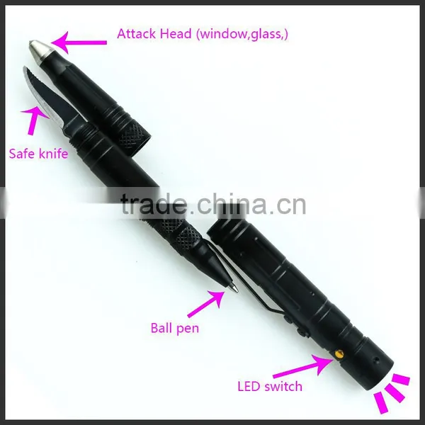 Military Tactical Ball Pen With LED Flashlight and Tactical Self Defense Pen With Knives photo-3