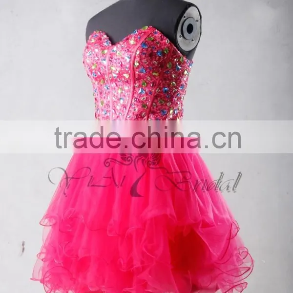J-0094pink High Quality Luxury Bling Bling Sexy Crystal and Sequin Cooktail Dresses photo-2