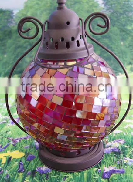 2013 Glass Mosaic Lantern With Metal photo-3