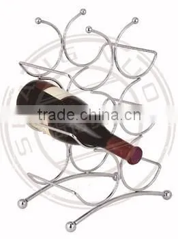 Antique Moon-shape Chromed Plating Iron Wine Rack Storage Shelf photo-2