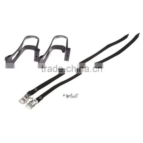 Bicycle Pedals Mountain Bike BMX Road Cycling Pedal Binding With 2 Belt Toe Straps Foot Clip Bicycle Parts Accessories photo-4