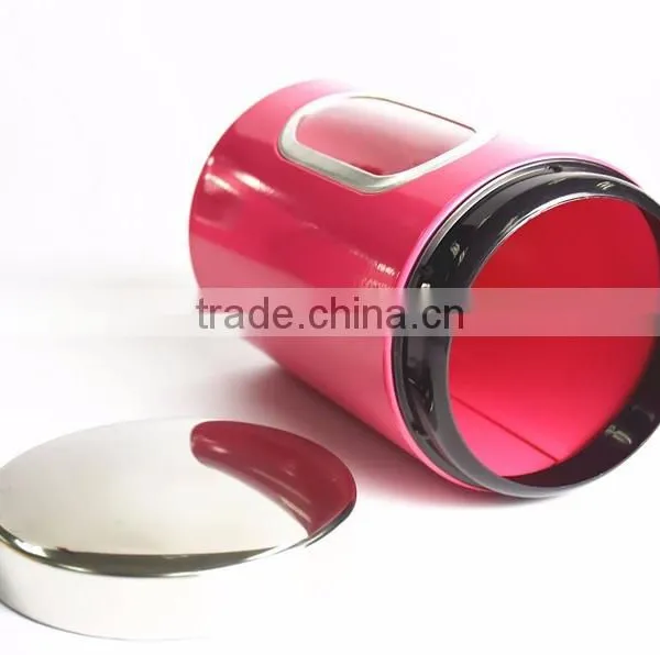 3 Pieces Pink Kitchen Food Storage Canister,Stainless Steel Canister Set photo-4