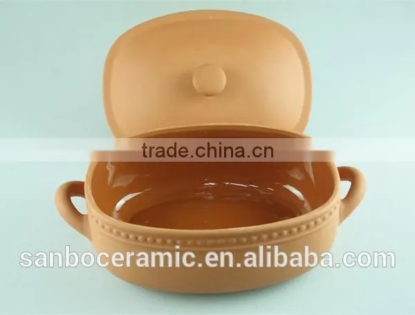 Ceramic Rectangular Terracotta Clay Pots Turren With Lid, Soup Pot Serv Dish 5.5 L Capacity photo-3