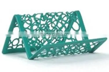 Green Hollow Dot Pattern Metal Punched Decorative Desk Name Card Holder photo-2