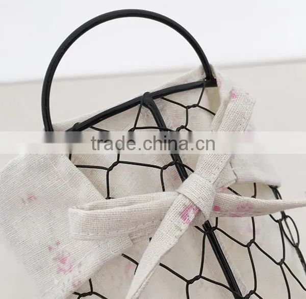 Small Wire Tabletop Basket With Liner for Sundries Storage photo-2