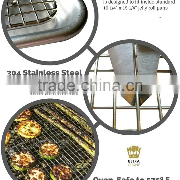 100% Stainless Steel Cooling Rack for Baking by Ultra Cuisine 10"x15" Fits Jelly Roll Pan, Heavy Duty Wire Grid Oven Safe for Ro photo-5