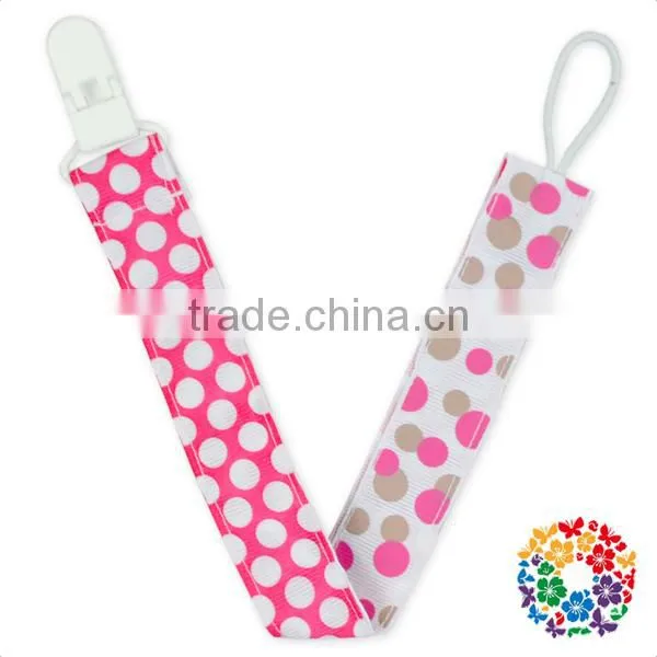 Navy Red Stripe Printed Ribbon Baby Boy Pacifier Clip Plastic Pacifier Clip Holder photo-5