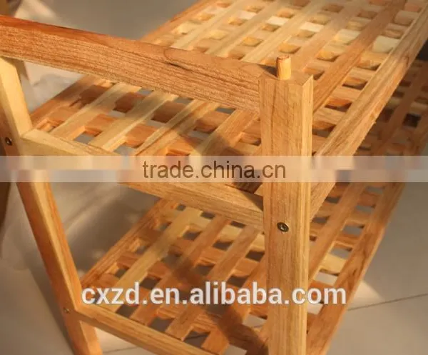 High Quality Simple Design Two-tier Walnut Shoe Rack photo-2