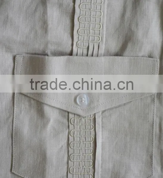 Men's 100% Cotton Guayabera Shirt With Long Sleeve and Pintuck Embroidery photo-4
