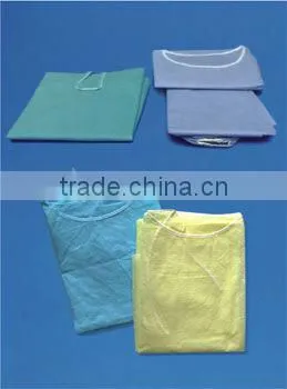 Disposable Pp/Sms Blue Surgical Gown/ Isolation Gown Patient Gown With Elastic And Knit Cuff