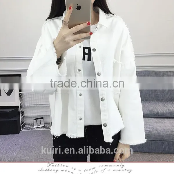 2017 Spring Autumn White Denim Jacket Women Basic Coats Printed Long Sleeve Casual Loose Woman Jeans Jackets Plus Size O Nzwt-89 photo-6