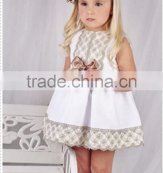 2017 New Design Summer Gold Lace White Dress Girls Evening Party Dress photo-3