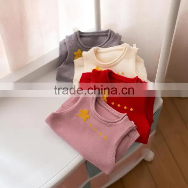 S32896W Toddler Baby Girls Floral Sleeveless Sweater Kids Children Kint Sweater Vest photo-5