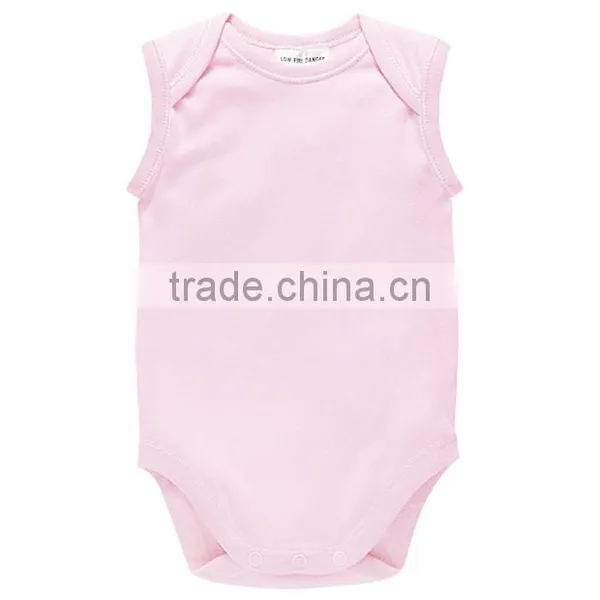 High Quality Sleeveless Blank White Cotton Baby Romper Bodysuit photo-3